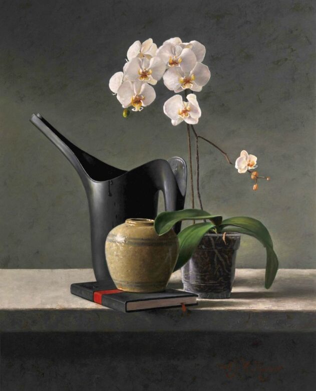 Gieter met orchidee